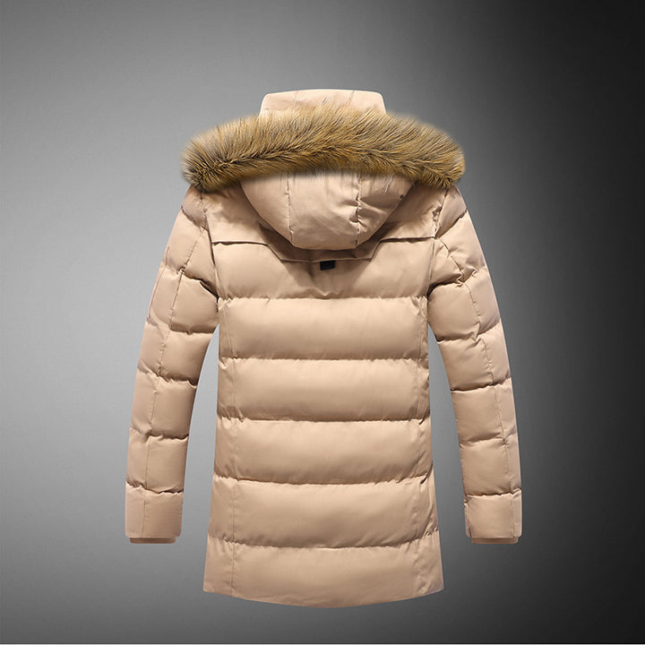 Herren gesteppte Winterjacke mit abnehmbarem Kunstfellkragen und praktischen Taschen Echoarchiv