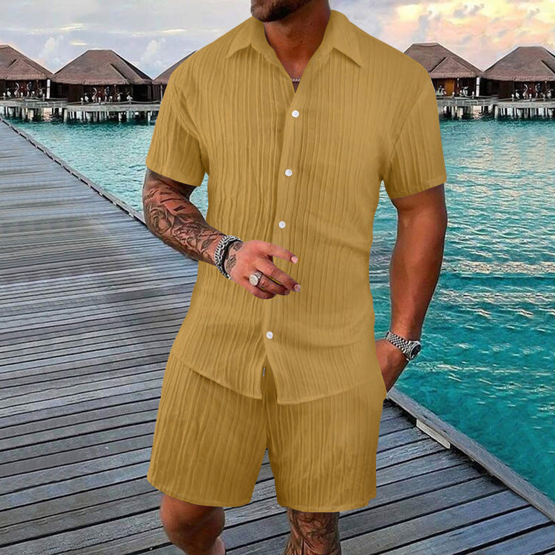 Herren lässiges Kurzarm-Hemd und Shorts Set Echoarchiv
