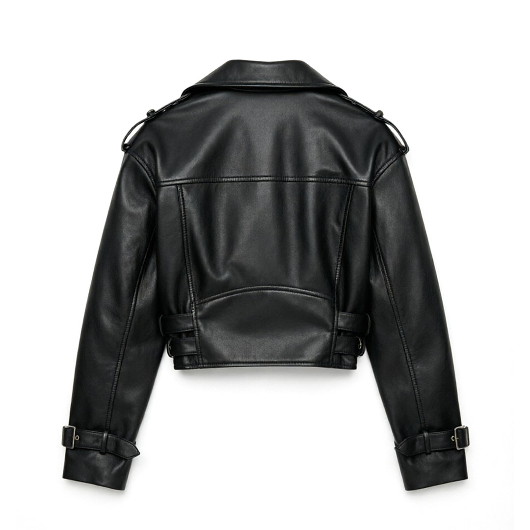 Damen Modische Bikerjacke mit Taillengürtel Echo Archiv