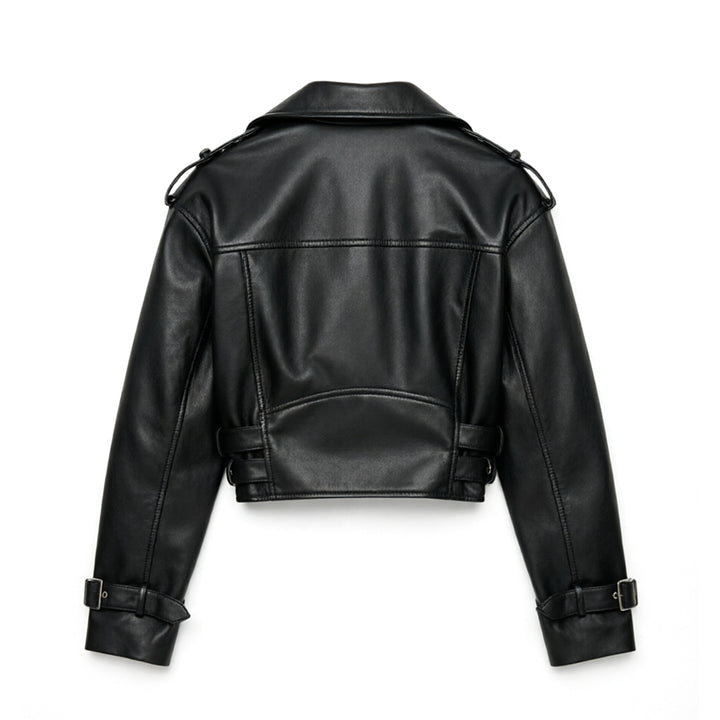 Damen Modische Bikerjacke mit Taillengürtel Echo Archiv