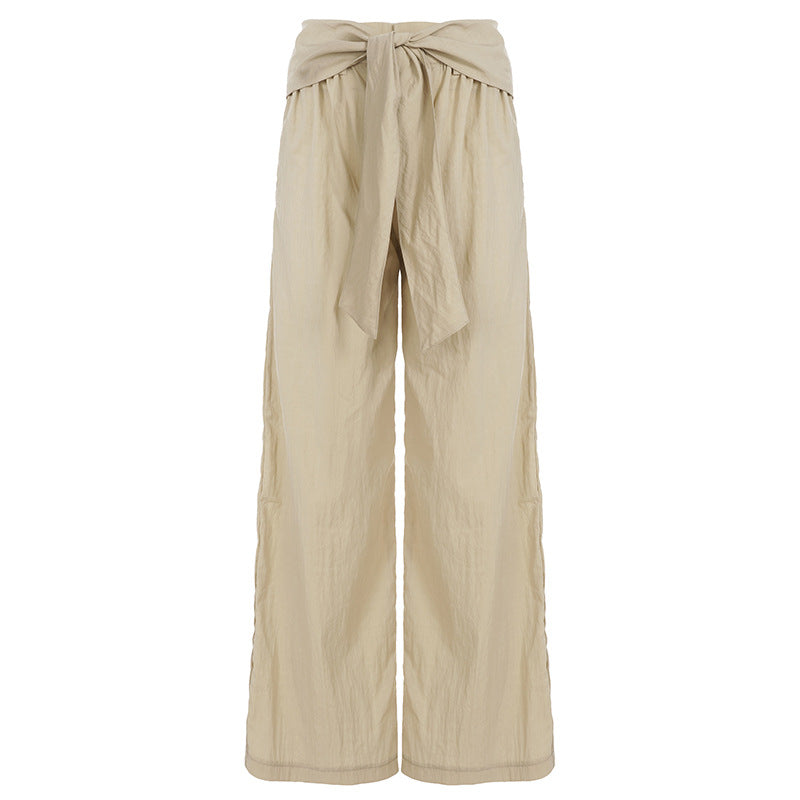 Damen nan Highwaist Leinenhose mit weitem Bein und dekorativem Bindegürtel Echo Archiv