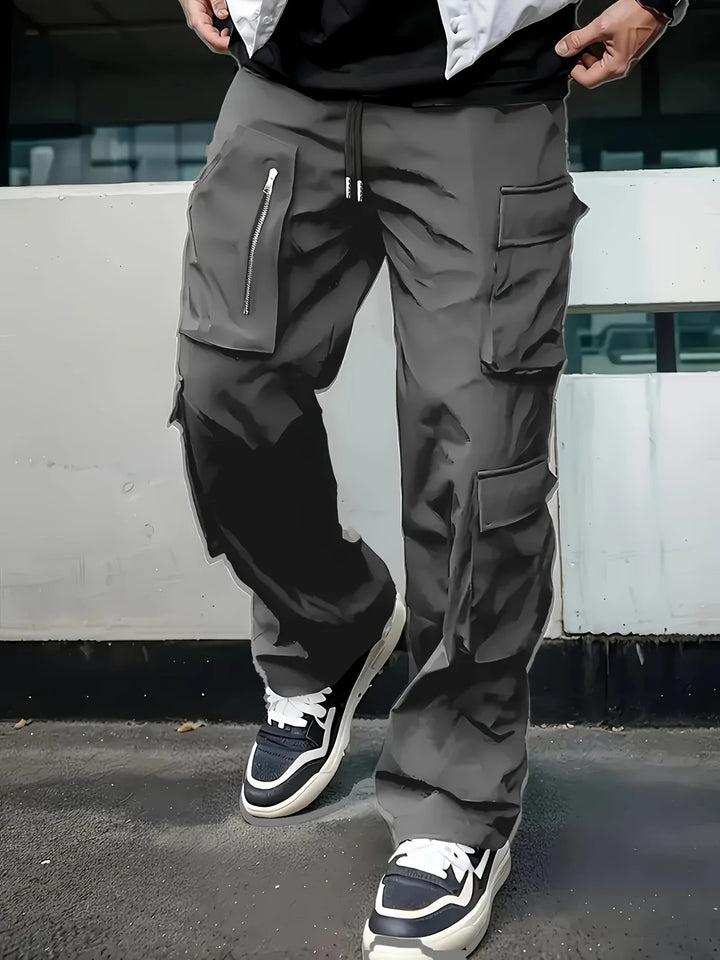 Herren weite Utility-Cargohose mit Tunnelzugbund, multifunktionalen Taschen & Reißverschlusstasche Echo Archiv