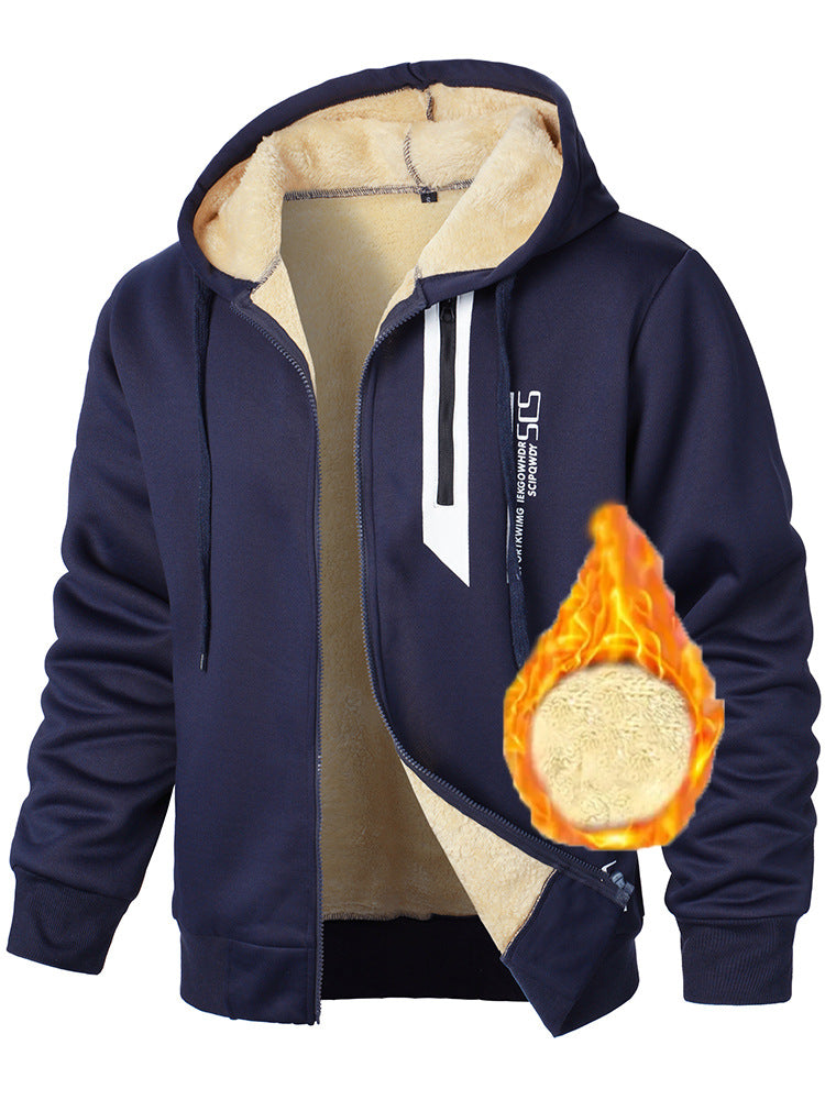 Herren Fleece-Kapuzenjacke mit wärmendem Innenfutter und praktischen Reißverschlusstaschen Echoarchiv