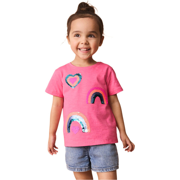 Mädchen T-Shirt mit glitzerndem Regenbogen-Design Echo Archiv