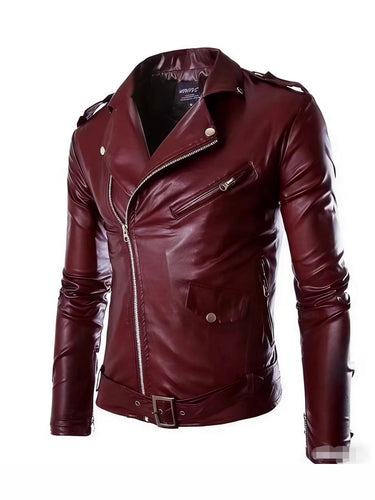 Echoarchiv | Herren Echtes Leder Bikerjacke mit Asymmetrischem Reißverschluss