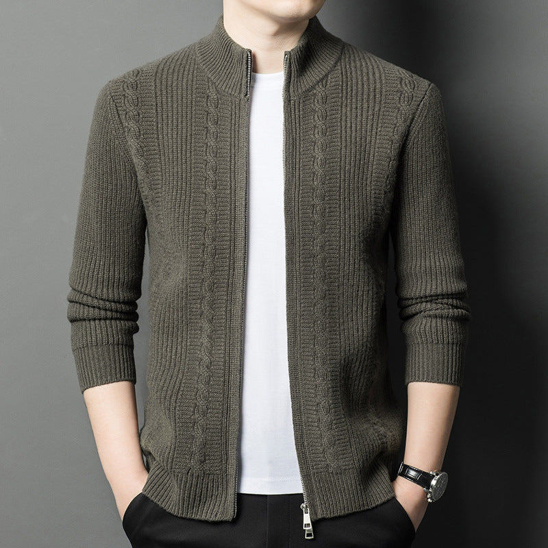 Herren elegante Strickjacke mit modernem Reißverschluss Echoarchiv