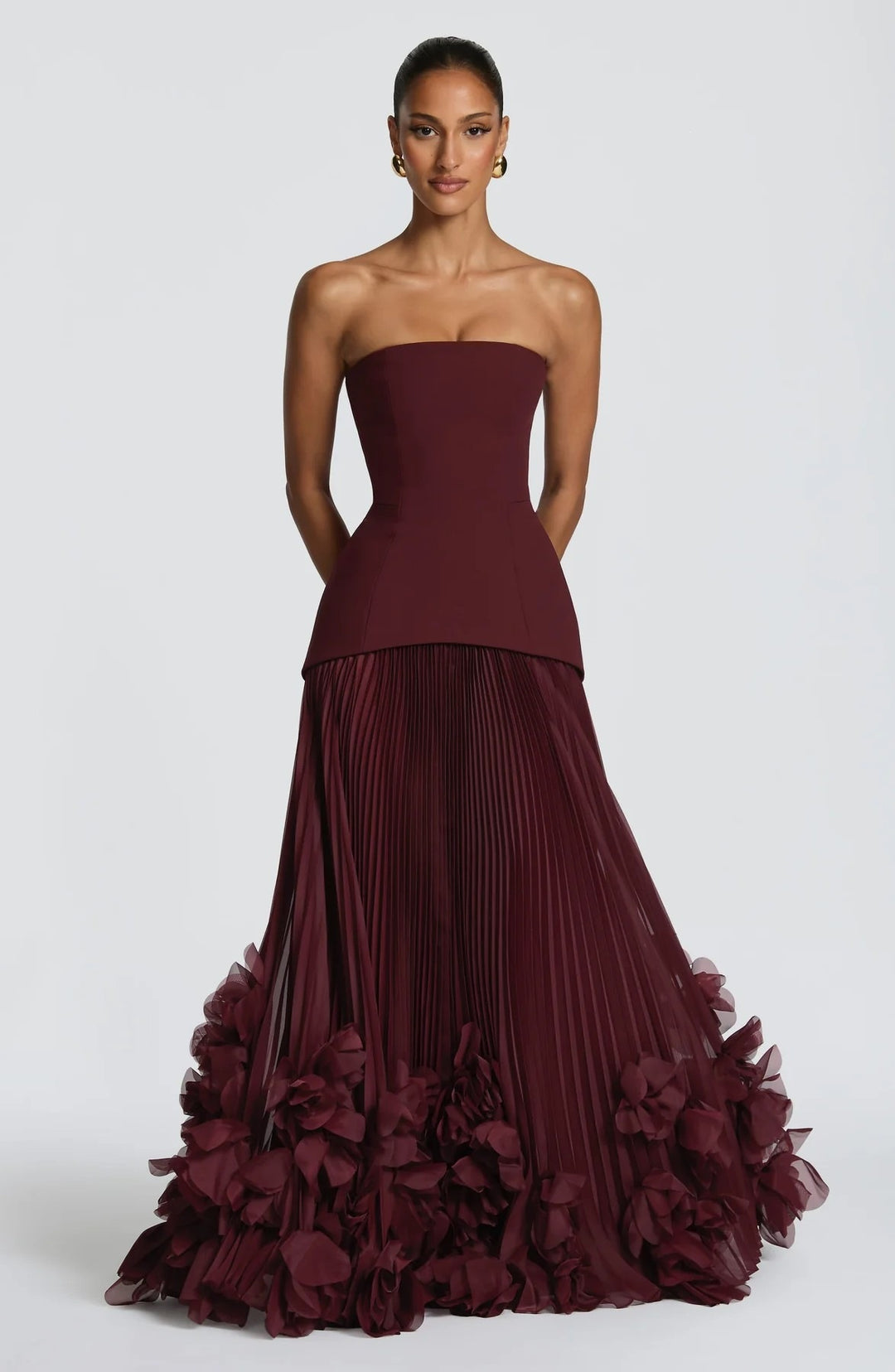Damen Elegantes schulterfreies Abendkleid mit raffinierten Rüschen Echo Archiv