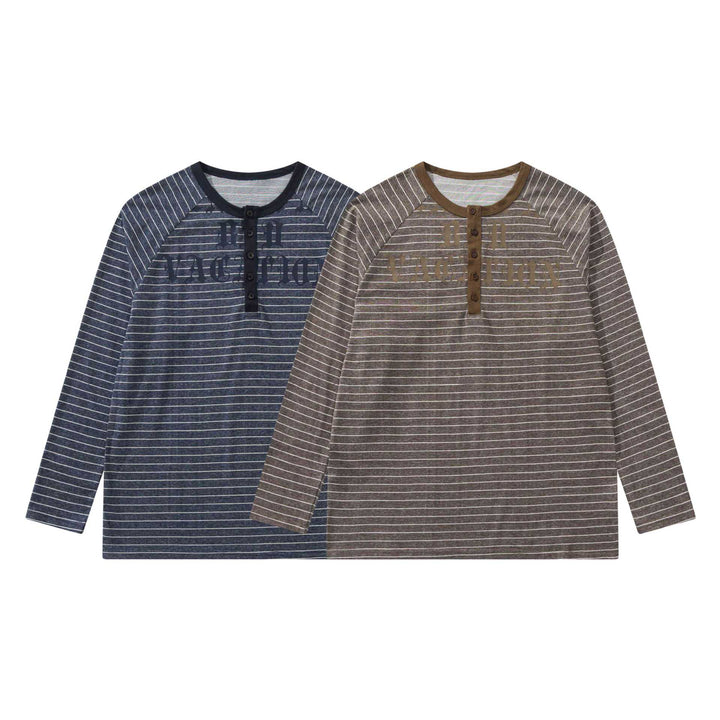 Herren Longsleeve-Henley mit Raglanärmeln und Knopfleiste Echoarchiv