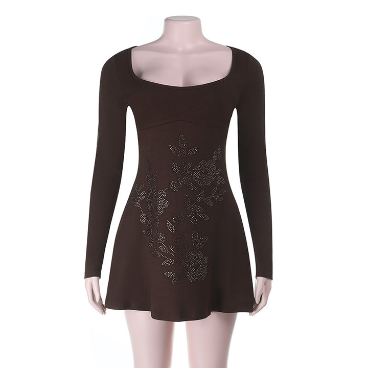 Damen figurbetontes Langarmkleid mit floralem Strassdesign Echo Archiv