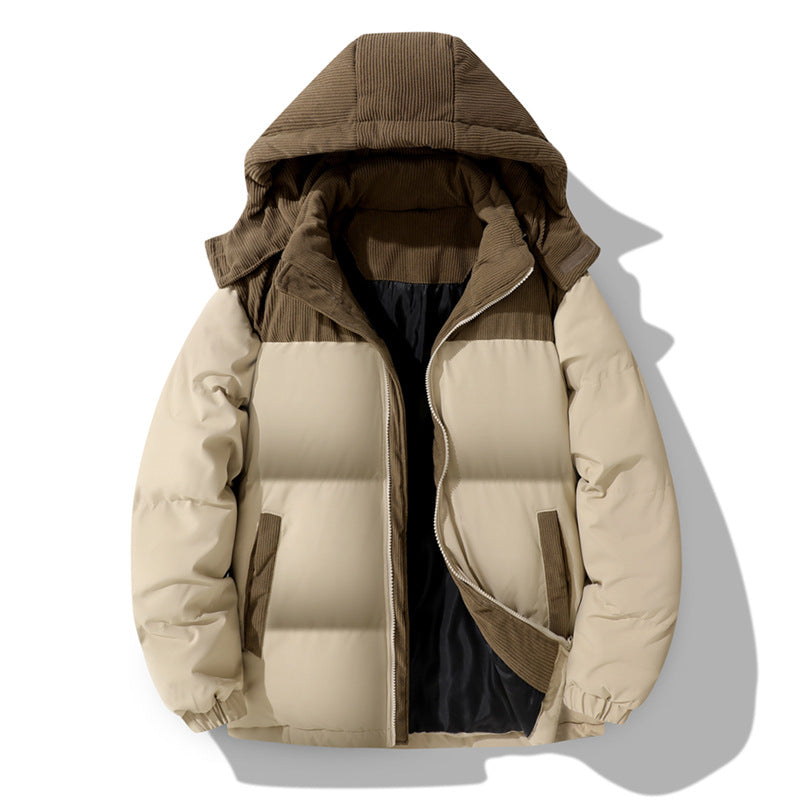 Damen Stepp-Winterjacke mit Cord-Schulterdetail, Kapuze und Zwei-Wege-Reißverschluss Echoarchiv