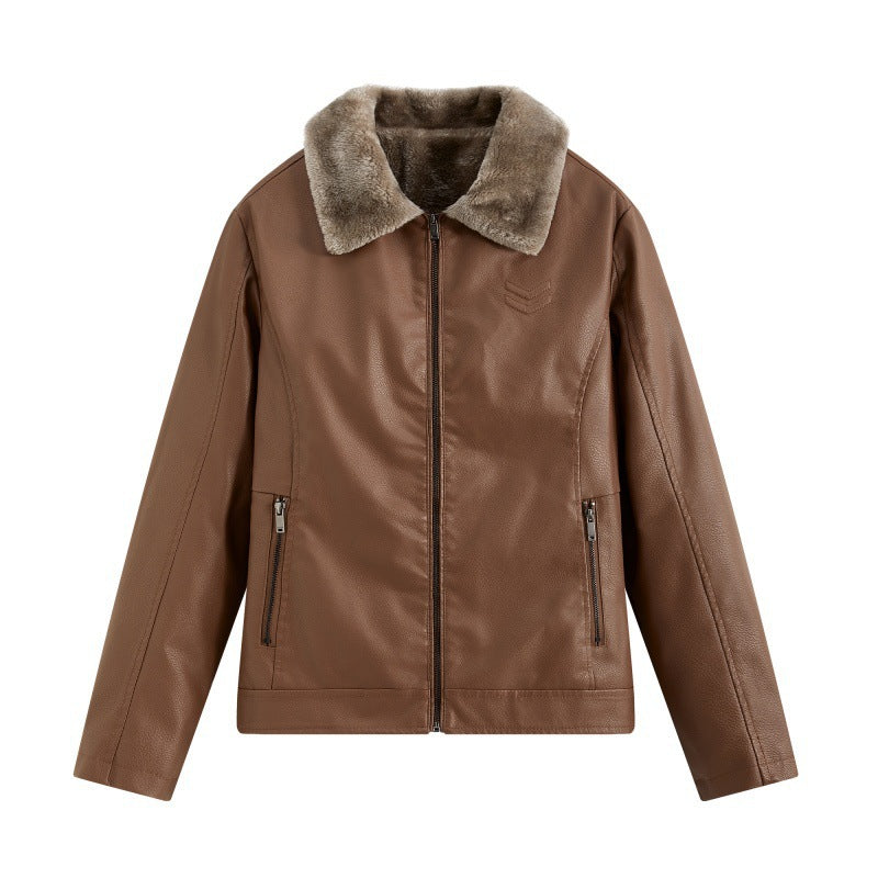 Herren Elegante Lederjacke mit Kunstfellkragen Echo Archiv