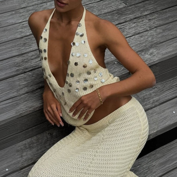 Damen Stricktop mit funkelneden Details Echo Archiv