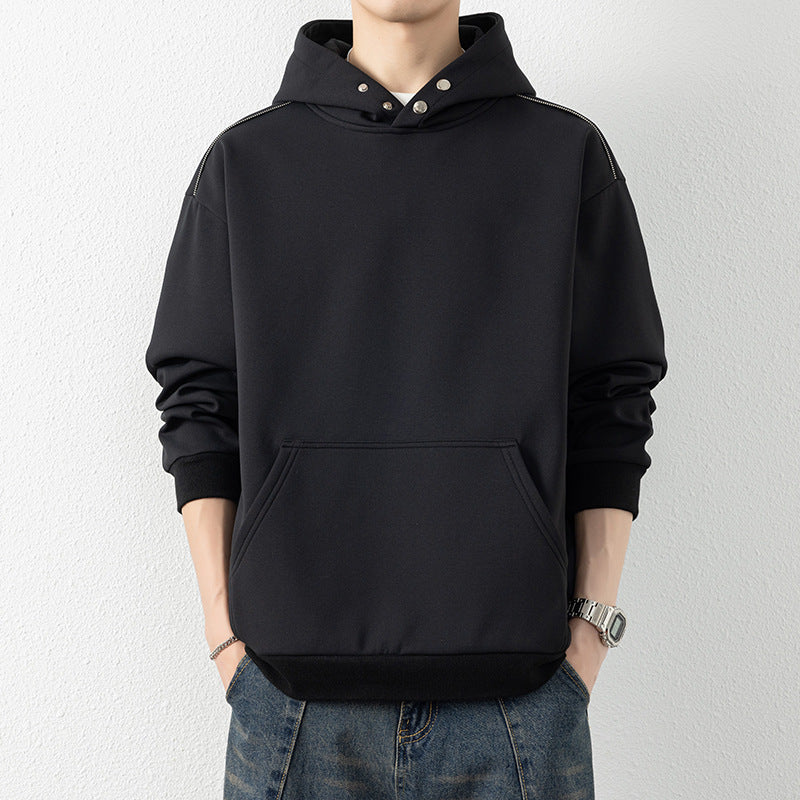 Herren Oversize-Kapuzenpullover mit Kängurutasche & Druckknopf-Hals Echo Archiv