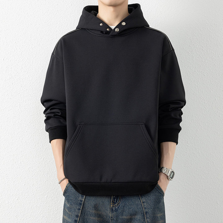 Herren Oversize-Kapuzenpullover mit Kängurutasche & Druckknopf-Hals Echo Archiv