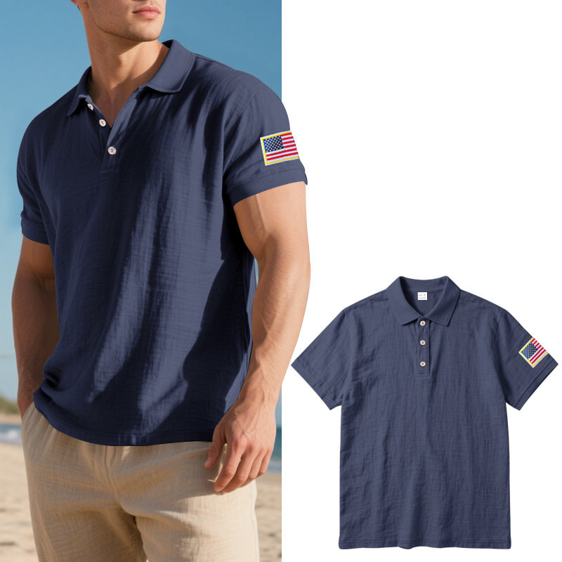 Herren Polohemd mit modischem amerikanischem Flaggenmotiv und hochwertiger Baumwolle Echoarchiv