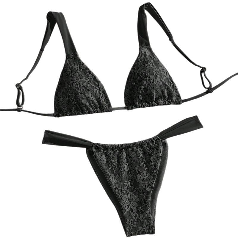 Damen Triangel-Bikini mit floralem Spandex-Muster und verstellbaren Trägern Echo Archiv