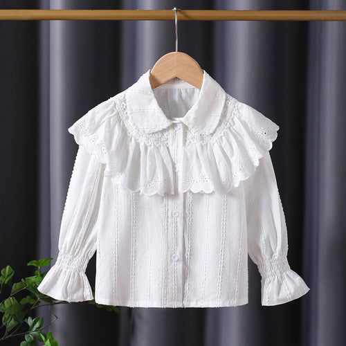 Damen verspielte Bluse mit voluminösem Kragen Echo Archiv