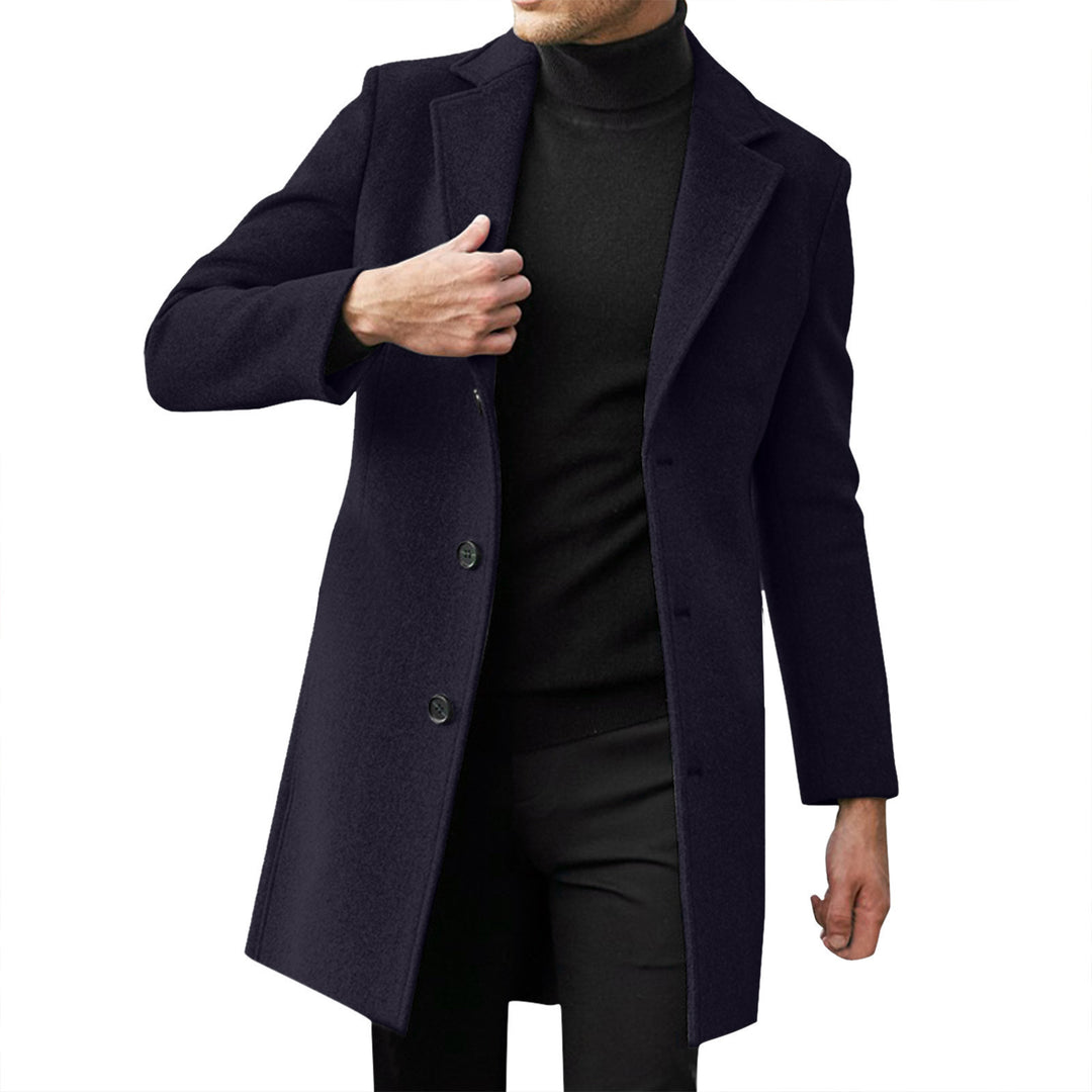 Herren nan taillierter Wollmantel mit schmaler Silhouette, klassischem Revers und verdeckter Knopfleiste Echo Archiv