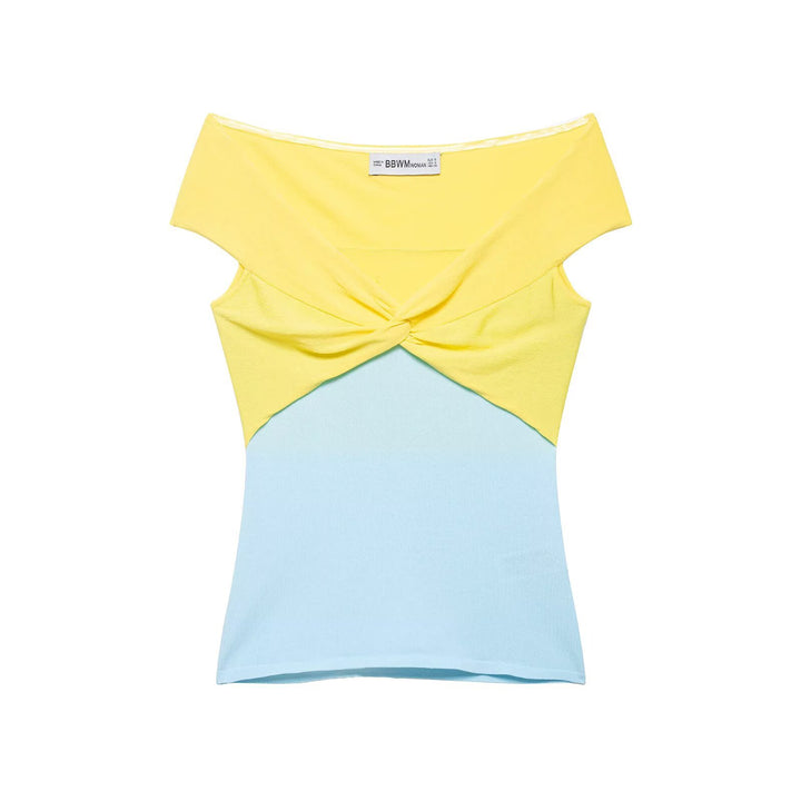 Damen Off-Shoulder Oberteil mit Knoten-Detail und Farbverlauf Echo Archiv