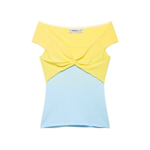 Damen Off-Shoulder Oberteil mit Knoten-Detail und Farbverlauf Echo Archiv