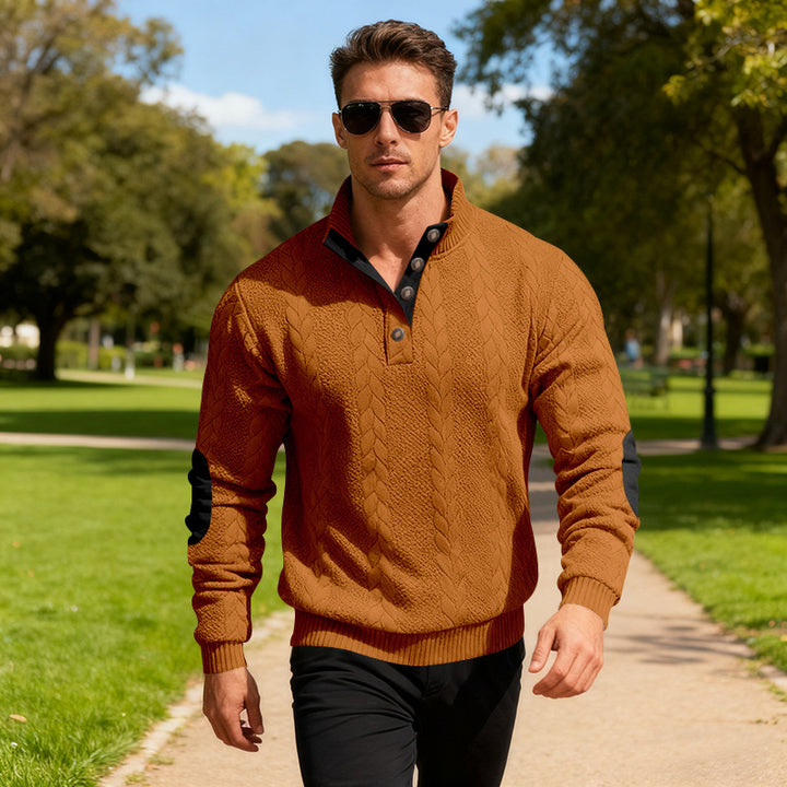 Herren Strickpullover mit modernem Kragen und eleganten Kontrastdetails Echoarchiv