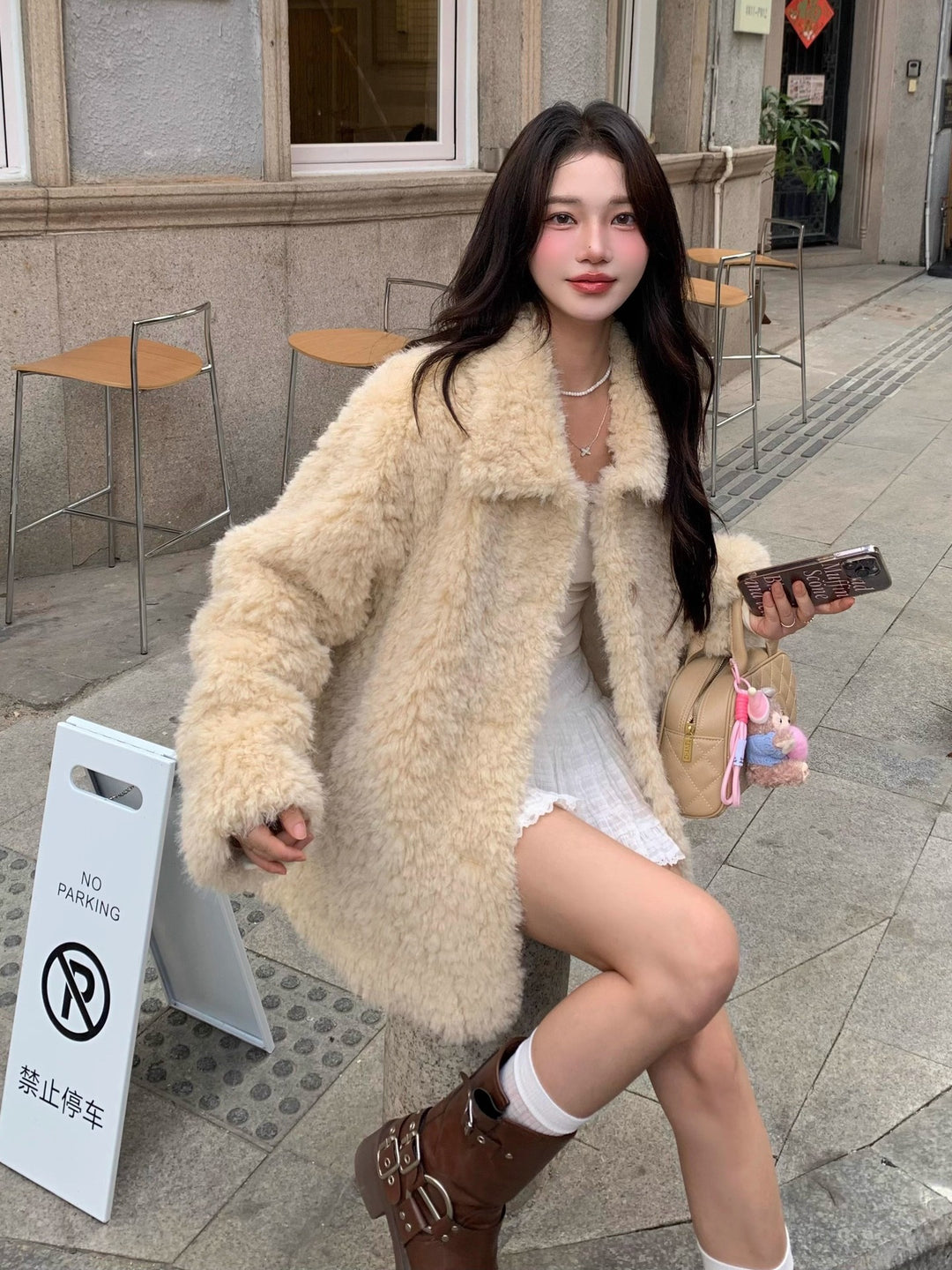 Damen Kuscheliger Kunstfell‑Teddy‑Mantel im Oversize‑Schnitt Echoarchiv