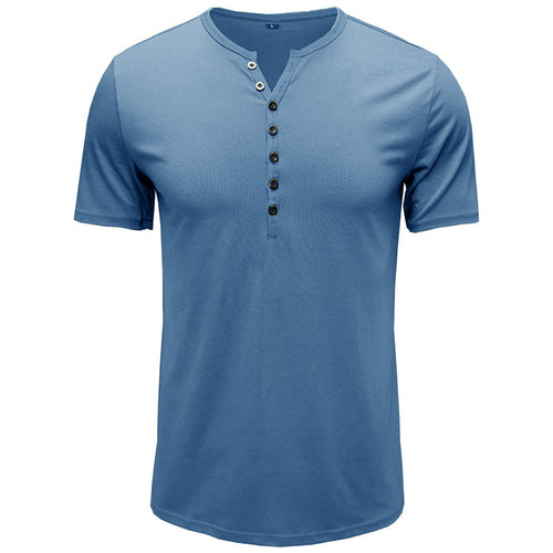 Herren Kurzarm-Henley-Shirt mit eleganter Knopfleiste Echoarchiv