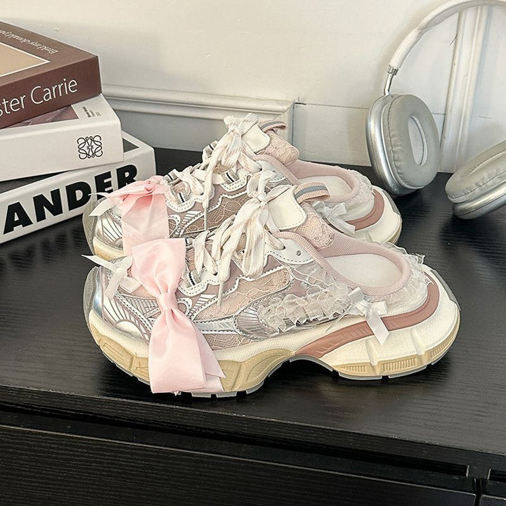 Damen Chunky‑Sneaker mit floraler Spitze und Satin‑Schleife Echo Archiv