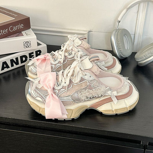Damen Chunky‑Sneaker mit floraler Spitze und Satin‑Schleife Echo Archiv