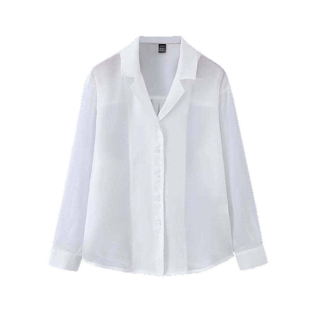 Damen Leichte Chiffon-Hemdbluse mit Oversize-Schnitt und Manschetten Echo Archiv