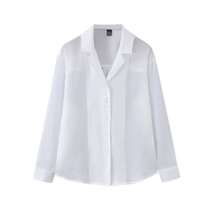Damen Leichte Chiffon-Hemdbluse mit Oversize-Schnitt und Manschetten Echo Archiv