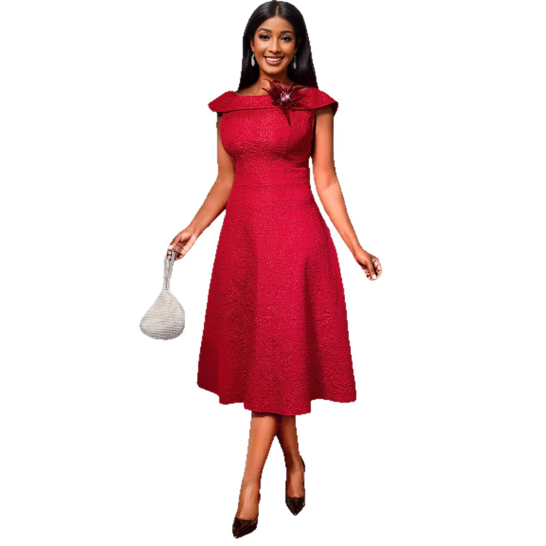 Damen A-Linien Abendkleid mit dekorativem Off-Shoulder-Ausschnitt Echo Archiv