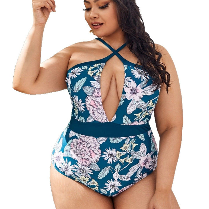 Damen Einteiler Badeanzug mit transparenten Einsätzen und floralem Design Echo Archiv