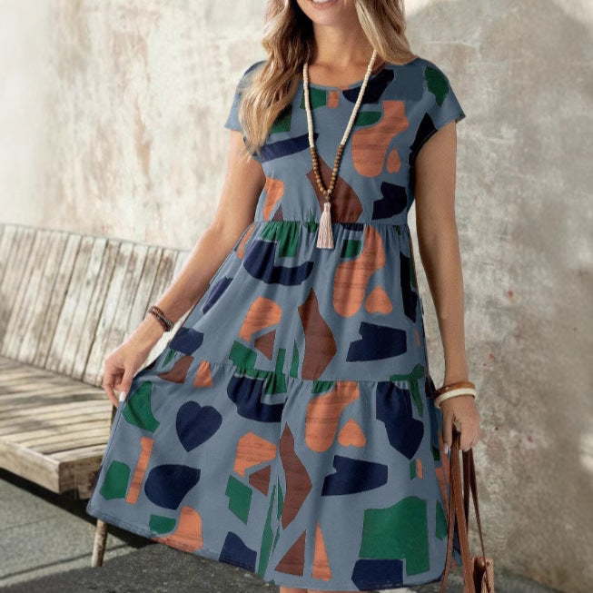 Damen Midikleid mit grafischem Muster und Schlaufenärmel Echo Archiv