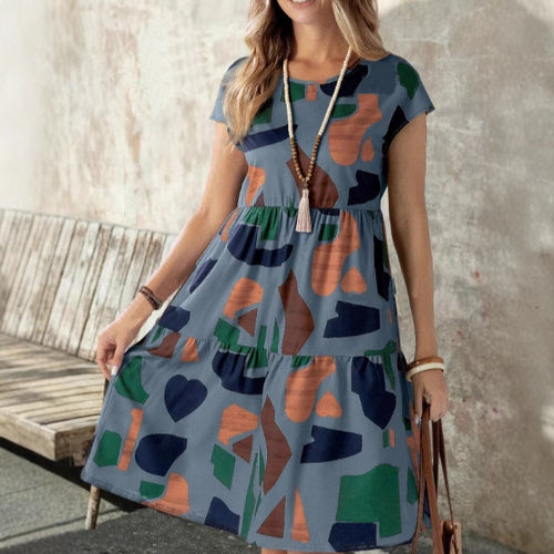 Damen Midikleid mit grafischem Muster und Schlaufenärmel Echo Archiv