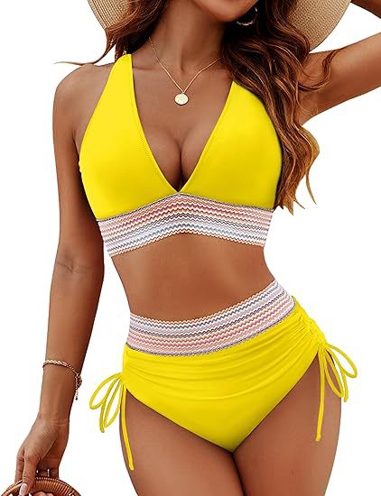 Damen Hochgeschnittener Bikini mit breitem elastischem Bund und dekorativen Zierdetails Echo Archiv