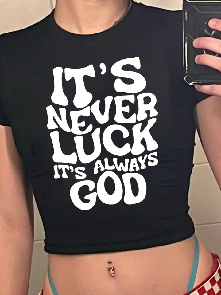 Damen Crop-T-Shirt mit kreativem Bärenmotiv und witzigem Spruch Echo Archiv