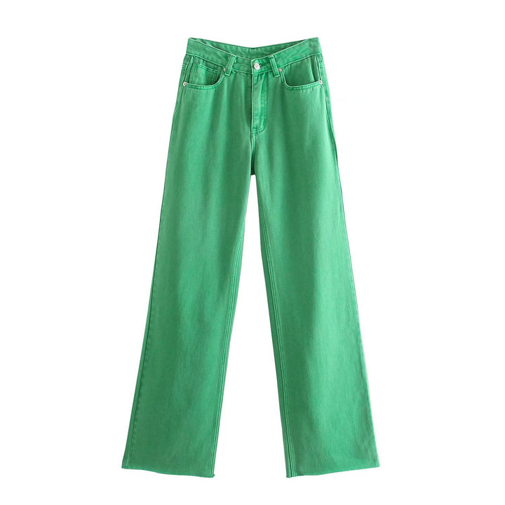 Damen Hochtaillierte weit geschnittene Jeans mit weitem Bein, hoher Taille und rohem Saum Echo Archiv