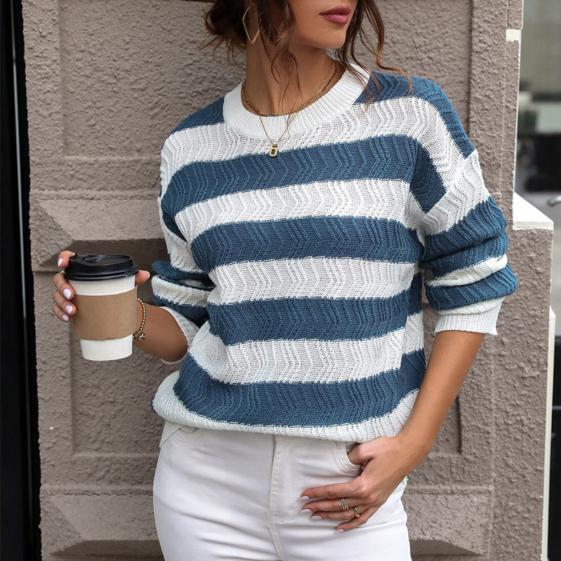 Damen Lässiger Strickpullover mit Wellenmuster Echo Archiv