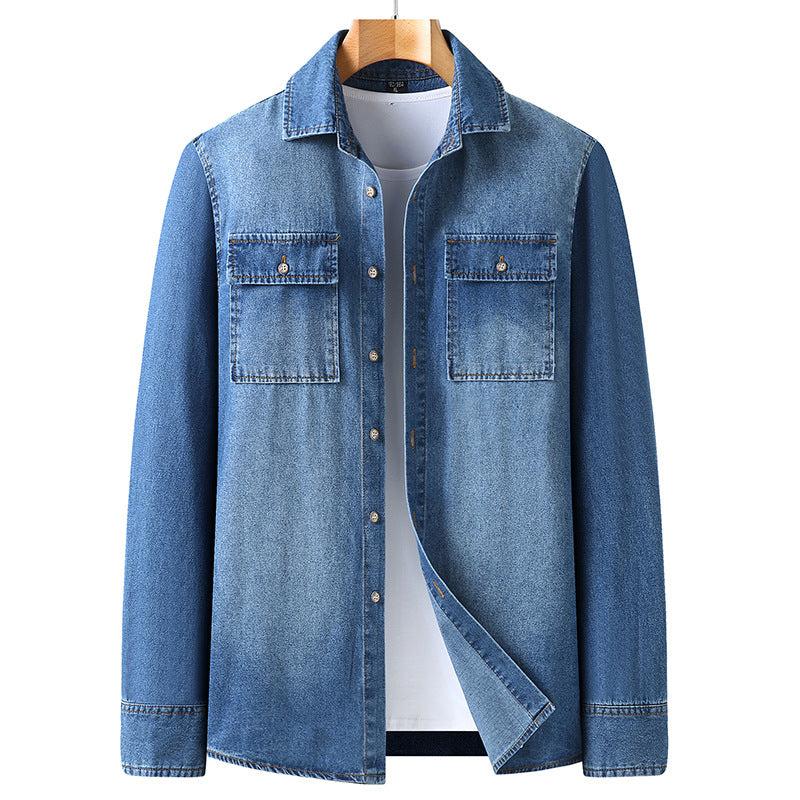 Herren Jeanshemd aus Denim mit Brustpattentaschen und Kentkragen Echo Archiv