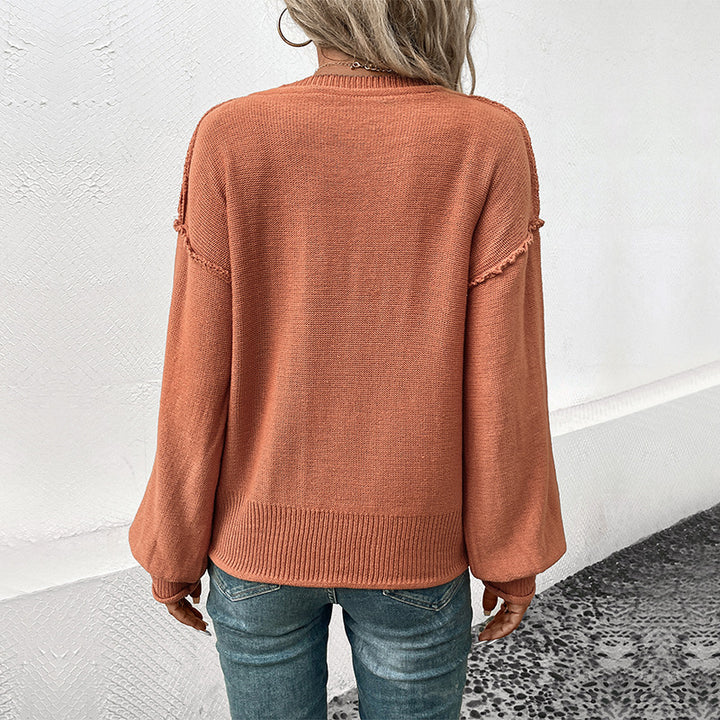 Damen Eleganter Pullover mit V-Ausschnitt und Ballonärmeln Echo Archiv