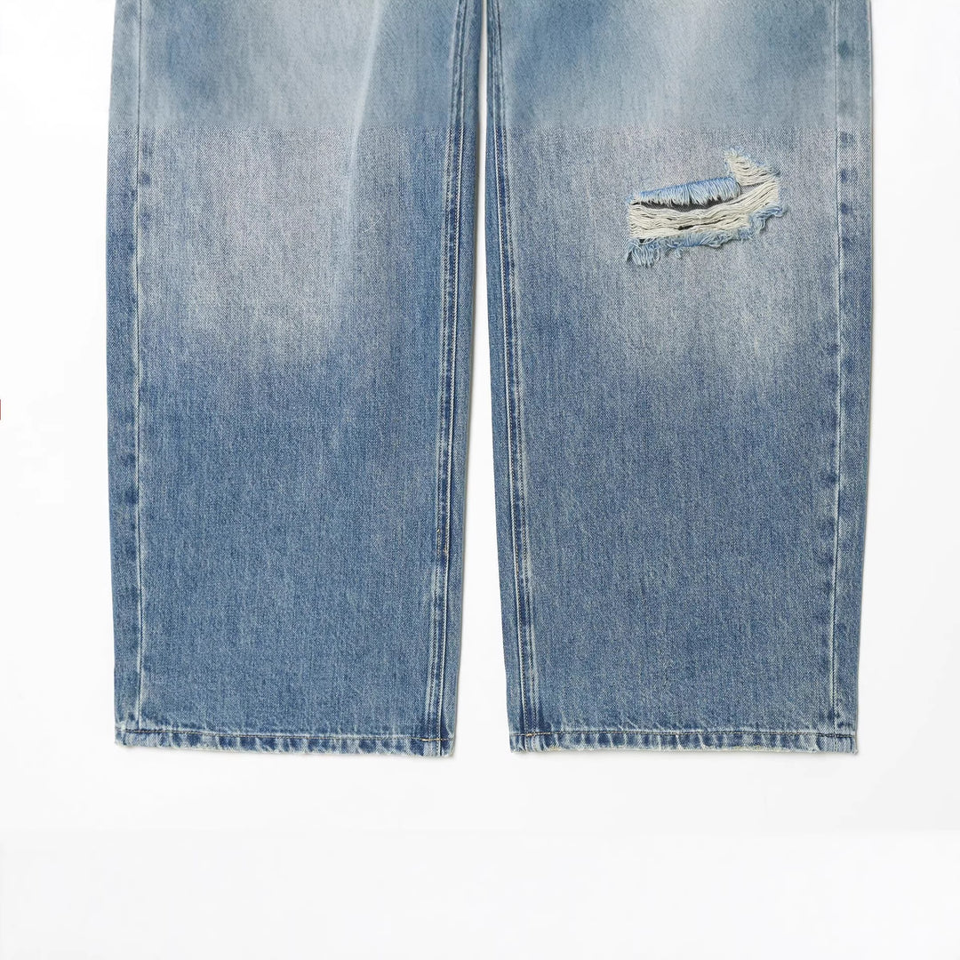 Damen nan weite Destroyed Jeans mit hoher Leibhöhe und umgeschlagener Saum Echo Archiv