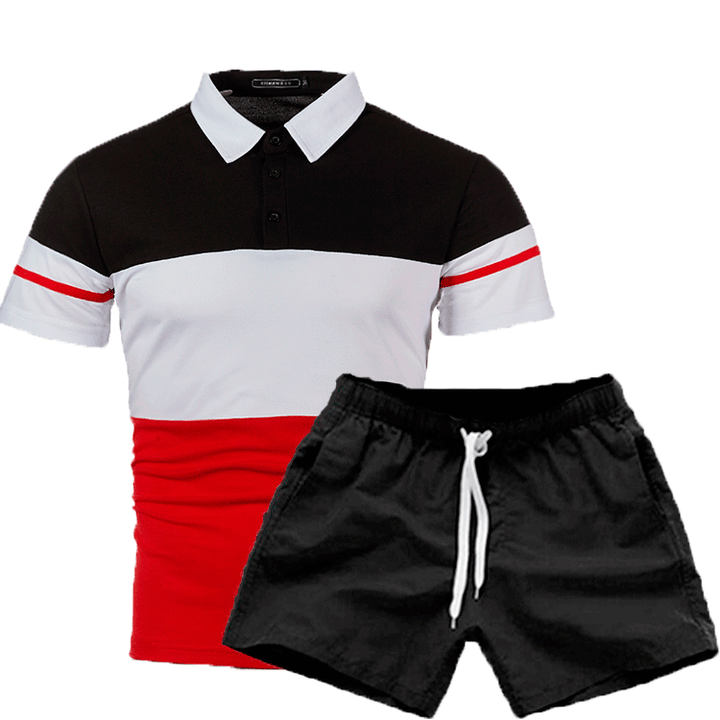 Herren Polohemd und Schwimmshorts Set mit modernen Akzenten Echoarchiv