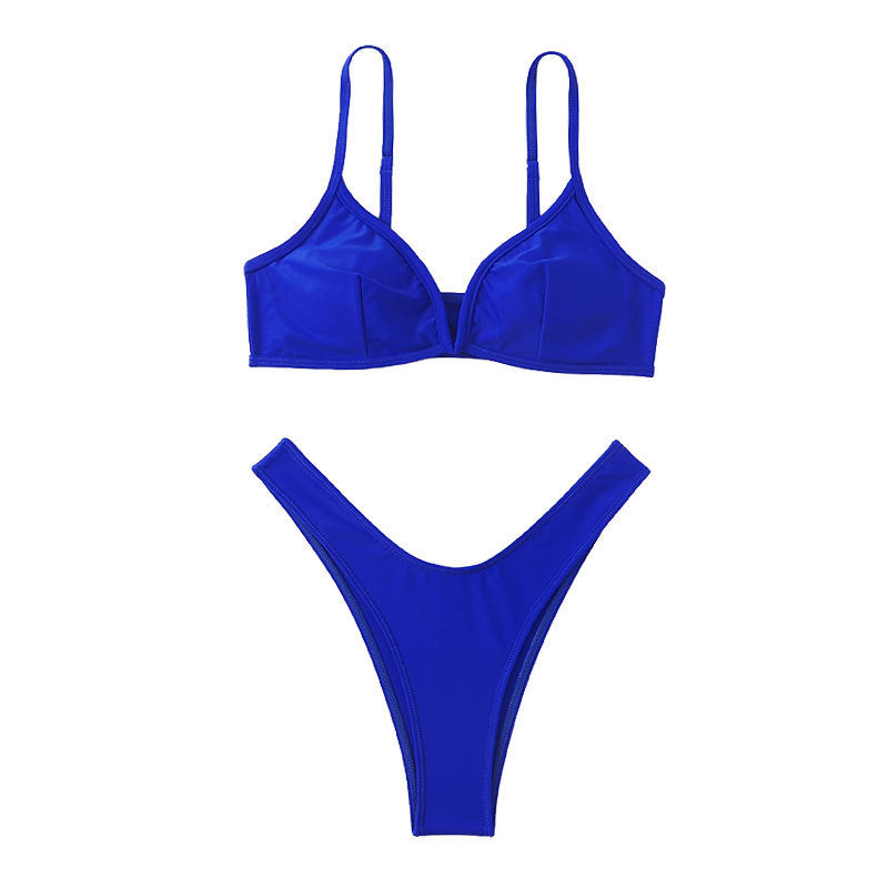Damen Triangel-Bikini mit tiefem V-Ausschnitt und hoch geschnittenem Slip Echo Archiv