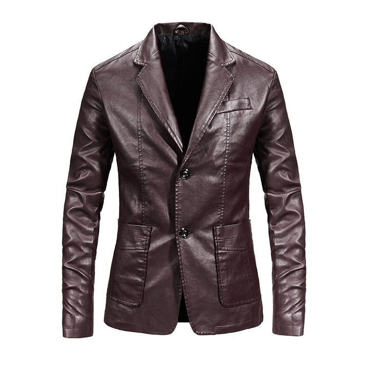Herren elegante Kunstlederjacke mit modernem Schnitt und praktischen Taschen Echoarchiv