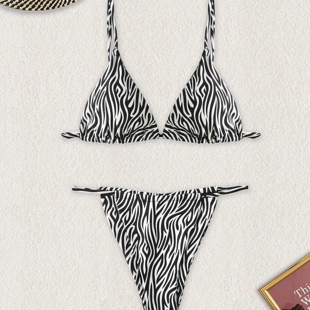 Damen Triangel-Bikini mit spannendem Zebra-Design und verstellbaren Trägern Echo Archiv