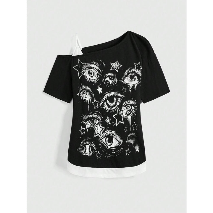 Damen kreatives T-Shirt mit asymmetrischem Design Echo Archiv