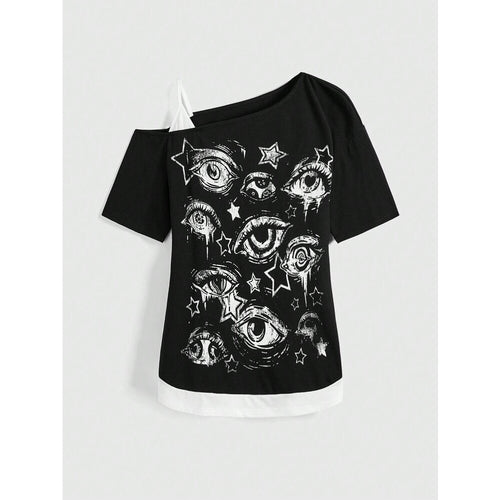 Damen kreatives T-Shirt mit asymmetrischem Design Echo Archiv