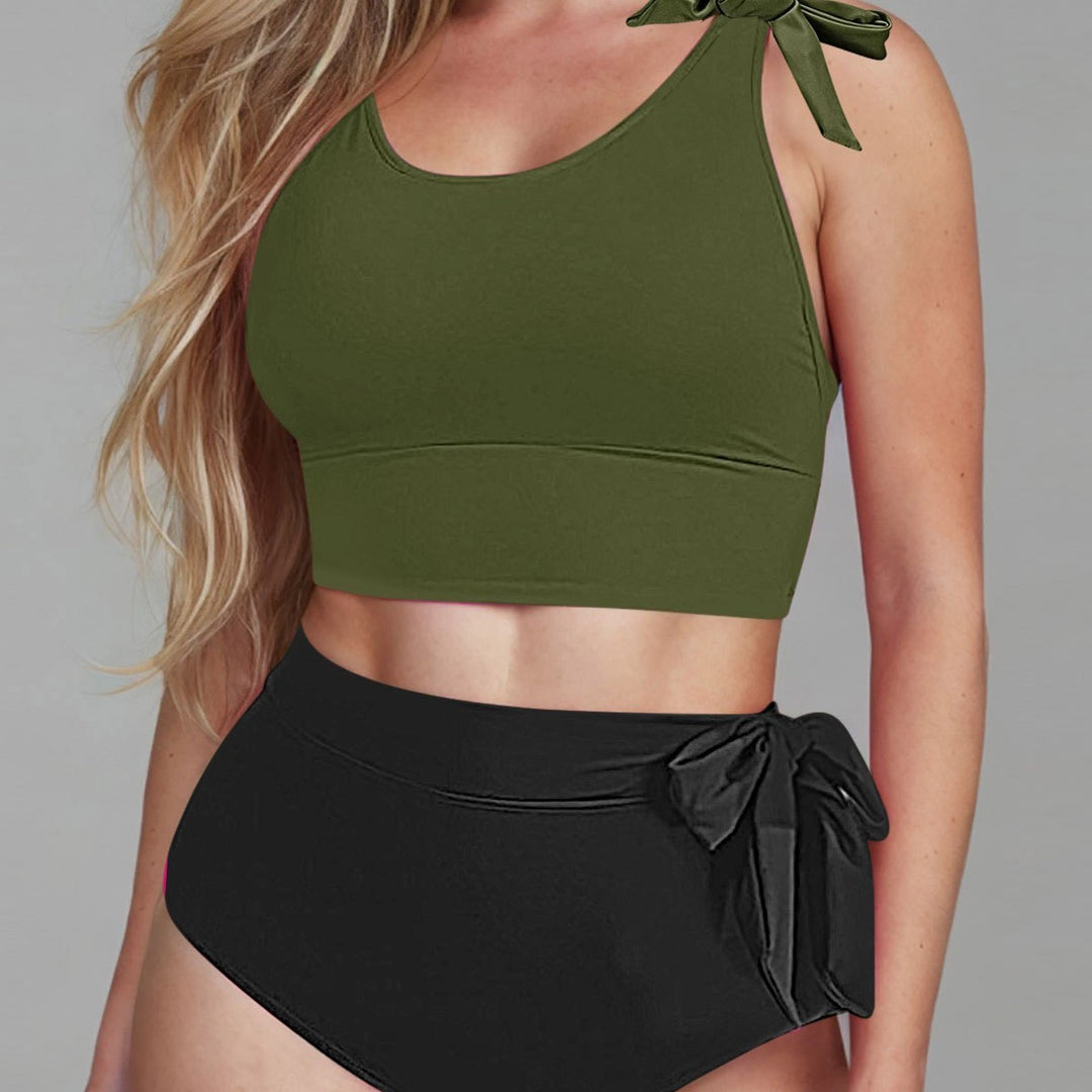 Damen Hochtailliertes Bikini-Set mit verspielten Schleifen Echo Archiv