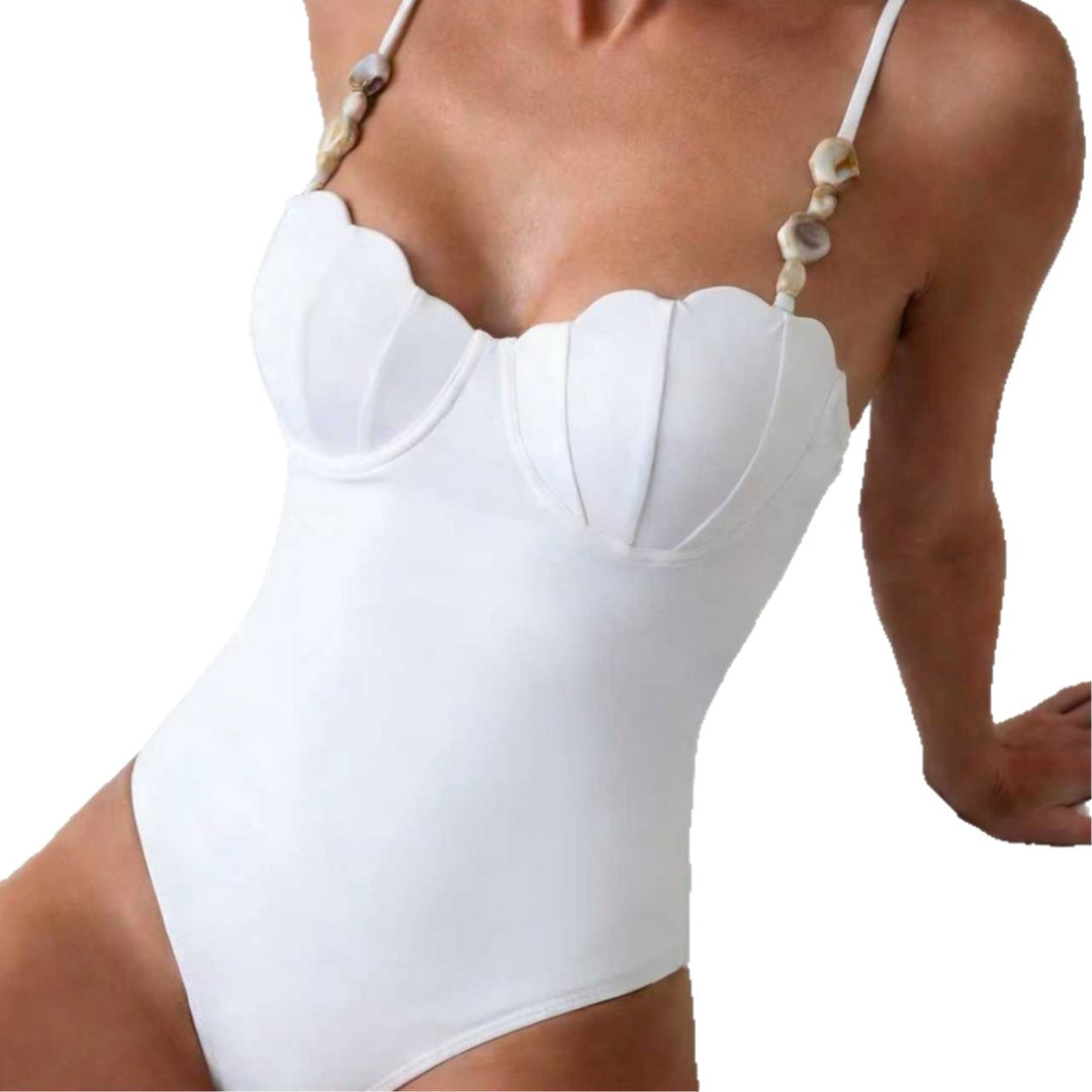 Damen eleganter Einteiler-Badeanzug mit Muschel-Akzenten Echo Archiv